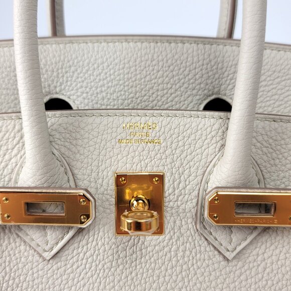 NEW Full Gift Box Receipt HERMES Birkin 25 Beton Togo Leather Gold Tote Bag - Picture 9 of 14